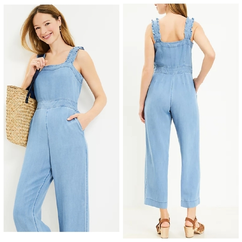 Loft Linen Lyocell Chambray Ruffle Strap Square N… - image 8